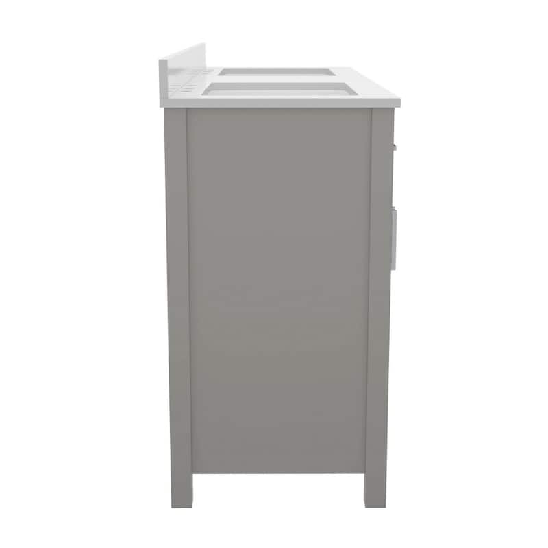Bathroom Vanity with 2 Sinks, 2 Storage Cabinets, and 6 Drawers - 18.5"D x 60"W x 37.5"H