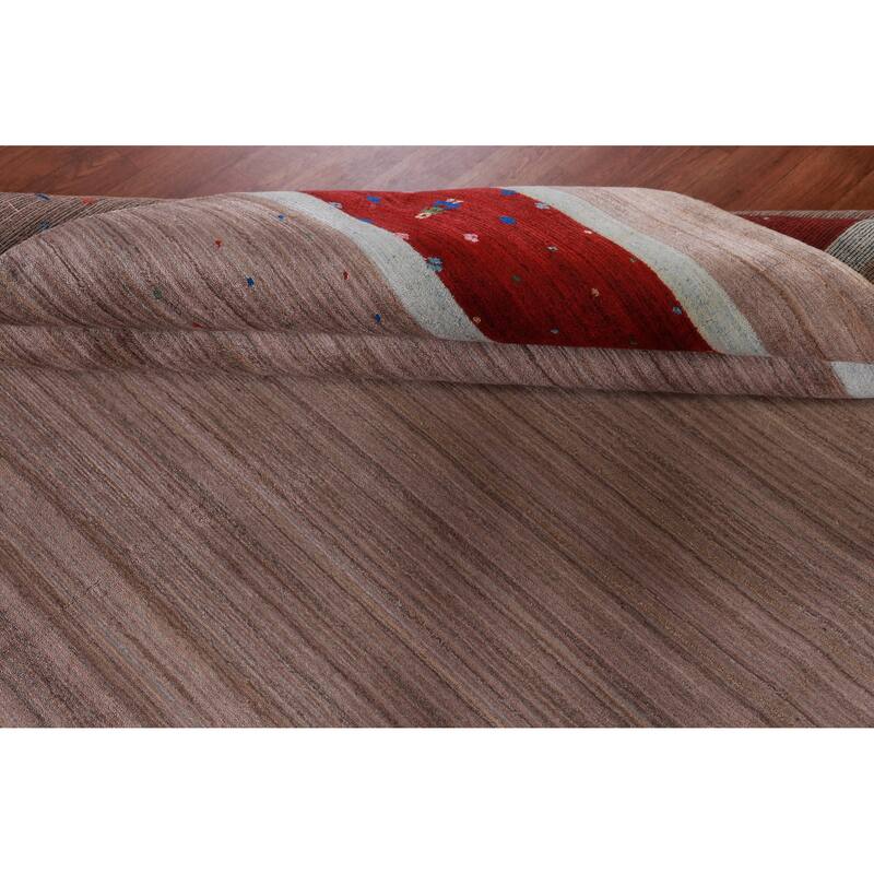 Hand Knotted Oriental 100% Wool Carpet Tribal Tribal Brown Gabbeh Area Rug - 9' 11'' X 7' 9''