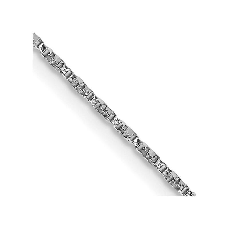 Curata 14k White Gold Solid 1mm Twisted Box Chain Necklace (Lobster) Options: 16 18 20 24