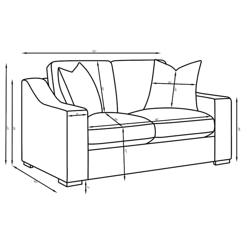 Ashlyn Upholstered Sloped Arm Sofa Set White