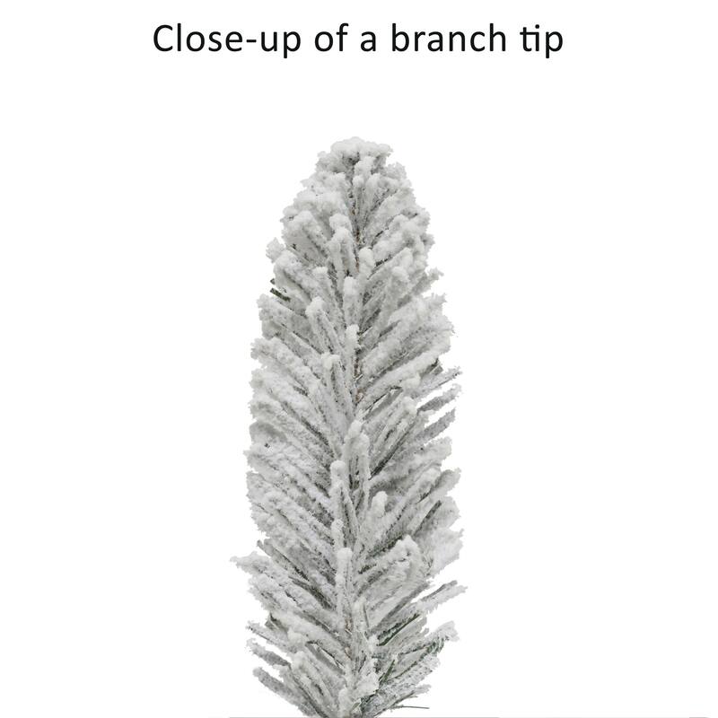 Puleo International 6' Pre-Lit Flocked Alpine Pencil Artificial Christmas Tree - 6