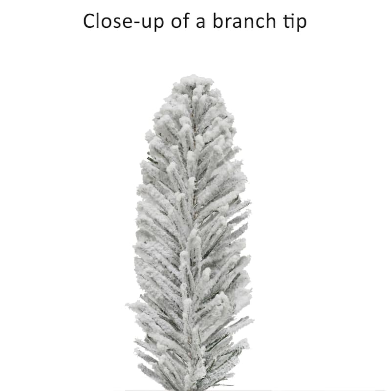 Puleo International Pre-Lit 3' Flocked Pencil Alpine Artificial Christmas Tree