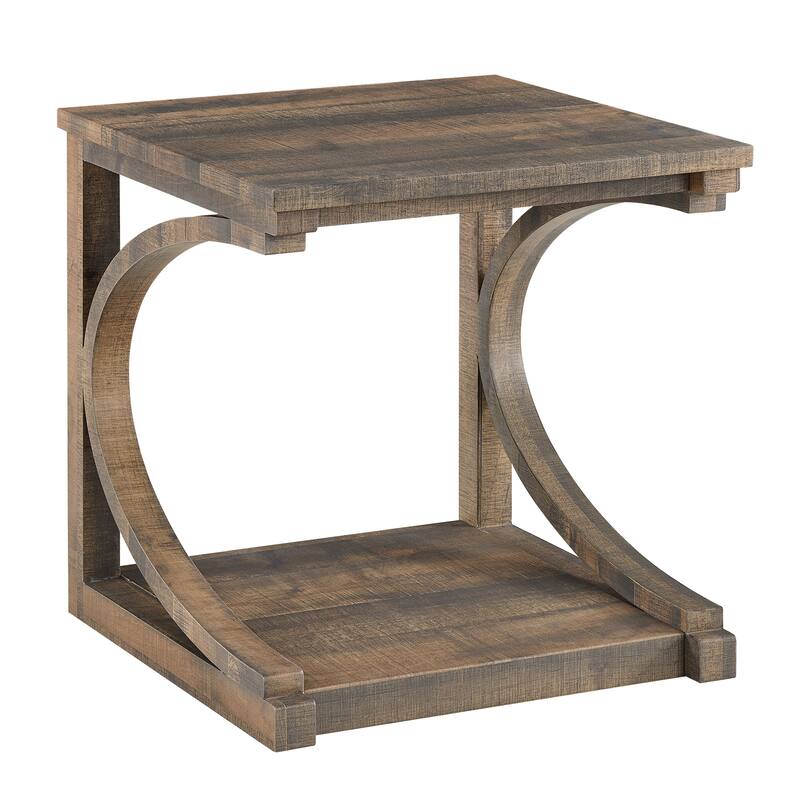 Unique Solid Wood Coffee Table with Storage Shelf