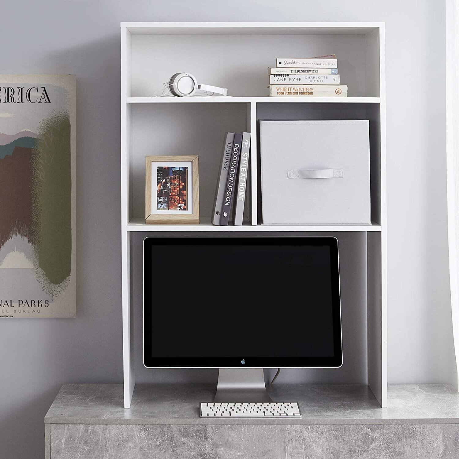 Yak About It Extra Depth Cube Dorm Desk Bookshelf White On Sale