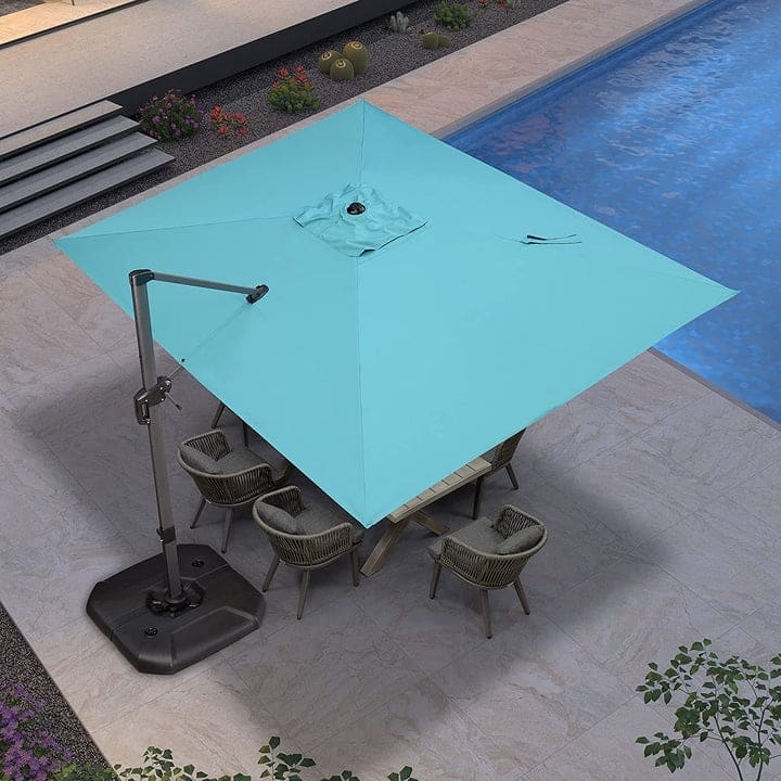 PURPLE LEAF 9 x 11.5 ft 360 Degree Rotation Patio Umbrella With Base