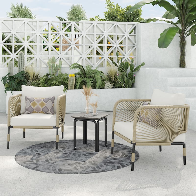 Corvus Serenity 3-piece Outdoor Chat Set with Sunbrella Pillows