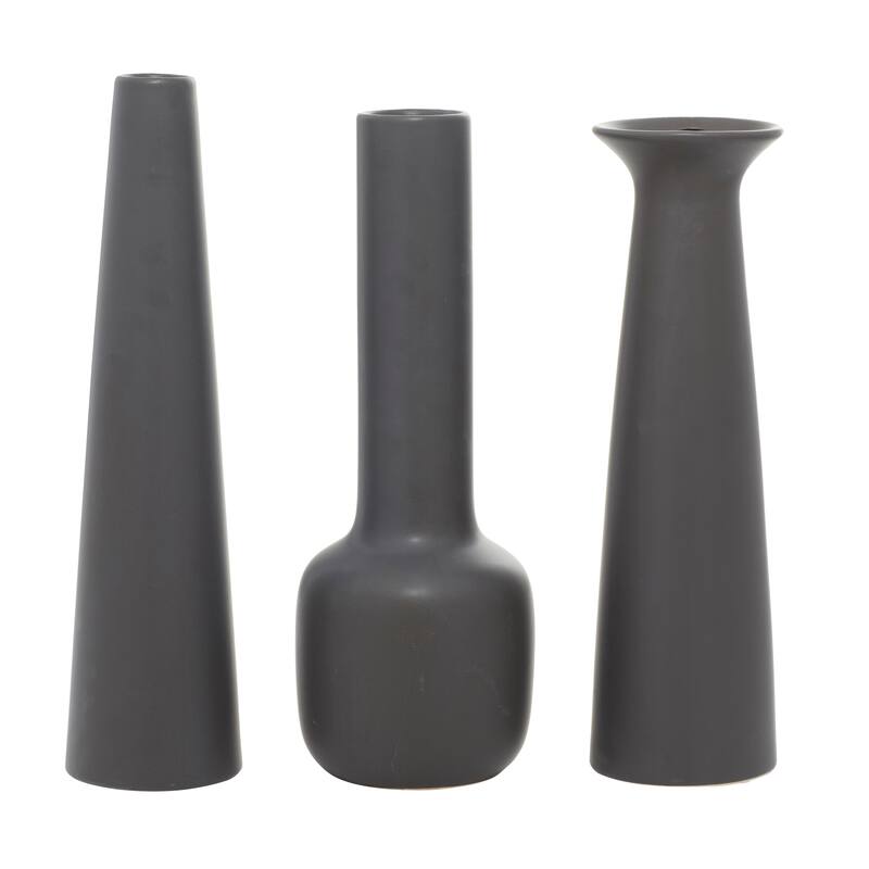 CosmoLiving by Cosmopolitan Ceramic Vase with Handles (Set of 3) - Black or White