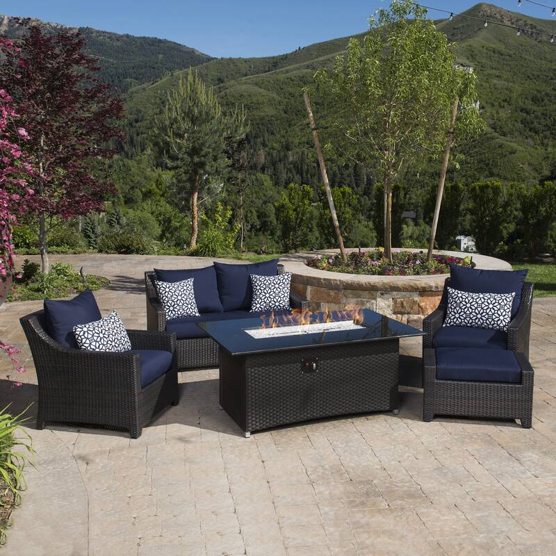 Deco 5 Piece Sunbrella Outdoor Patio Love & Club Fire Set