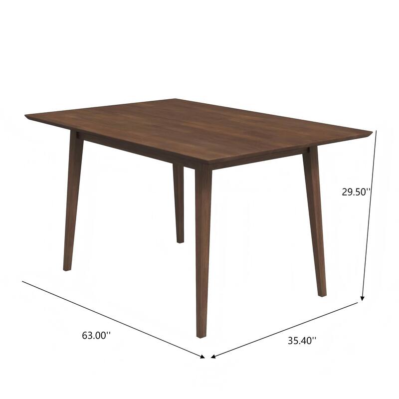 GDFStudio - Mary Modern 63" Length Solid Wood Rectangular Dining Table with Beveled Edges