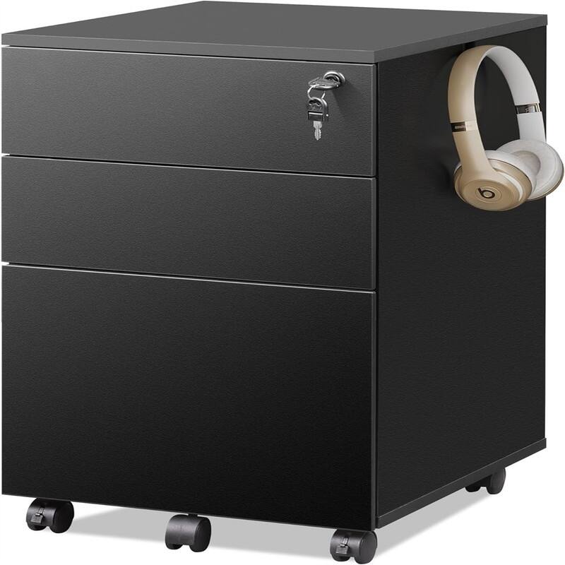 3 Drawer File Cabinet with Lock - 17.7"D x 15.5"W x 25.8"H