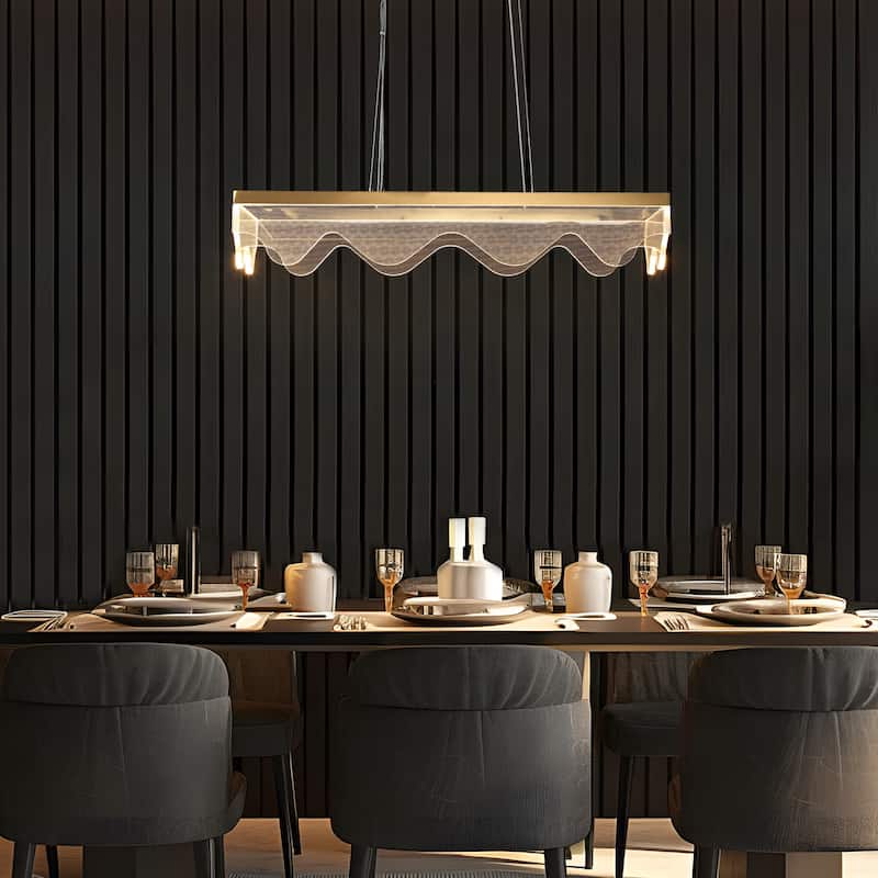 Fay LED Gold Chandelier Kitchen Island Lights for Dining Room - L31.5"*W10.23"*H5.7"