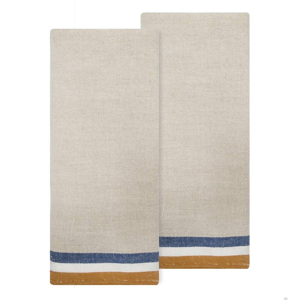 Caravan Normandy White Tea Towels - Set of 2 - 20 x 30"