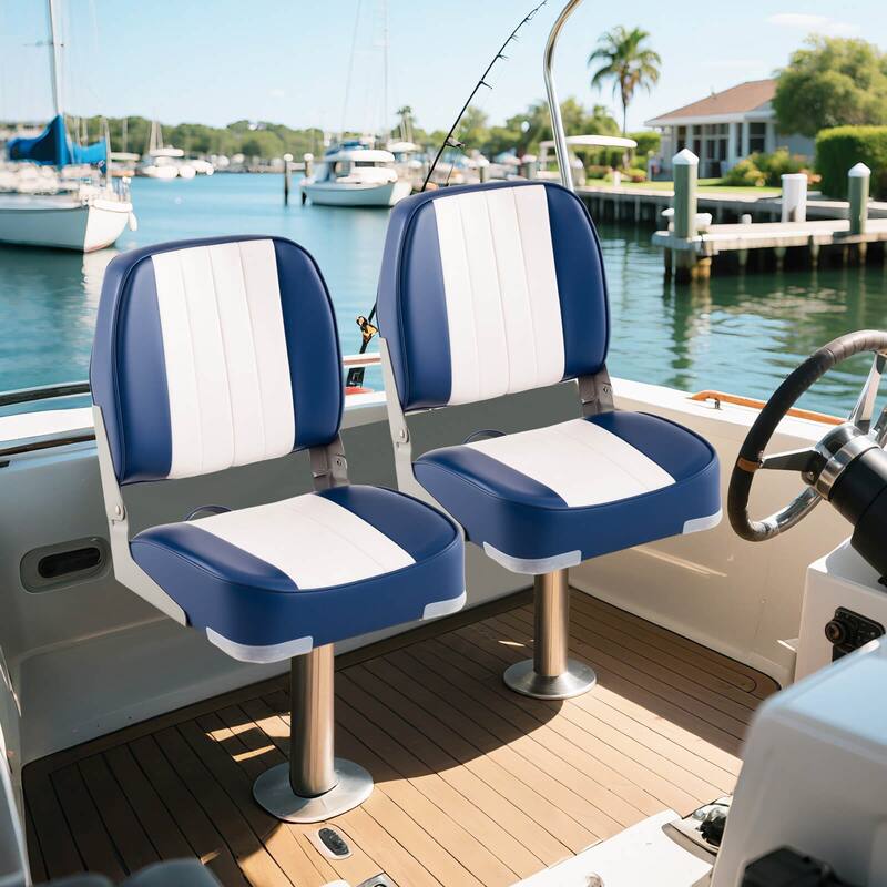 Costway 2-Pack Folding Boat Seats with Thick Sponge Padding Fixing - See Details
