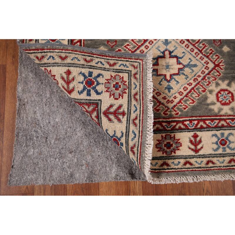 Gray Kazak Runner Rug Hand-Knotted Wool Carpet - 2'8" x 16'3"