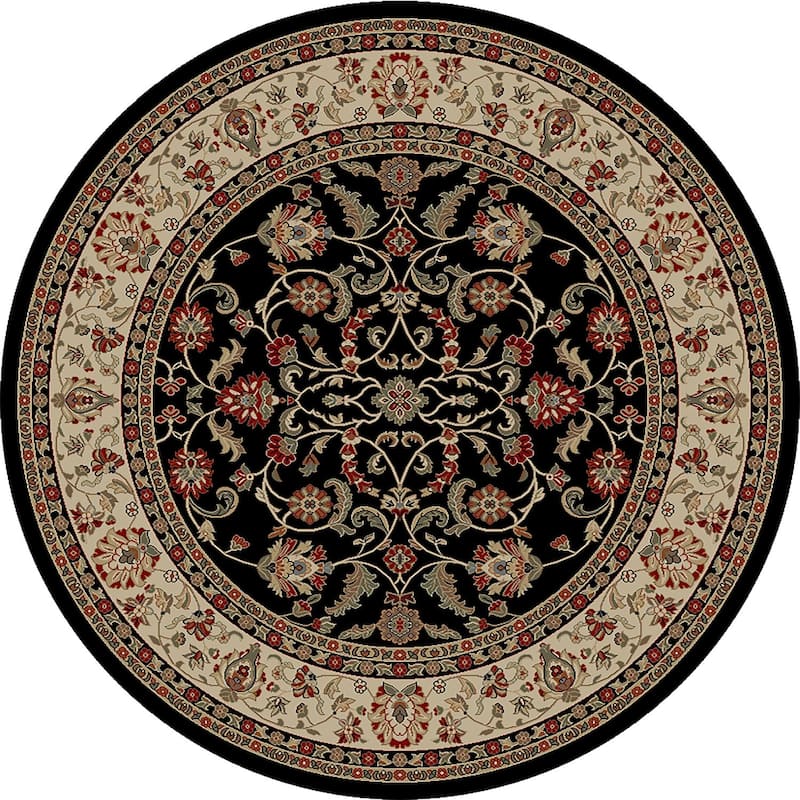 Mayberry Hometown Classic Oriental Keshan Area Rug - 7'10" Round - Black