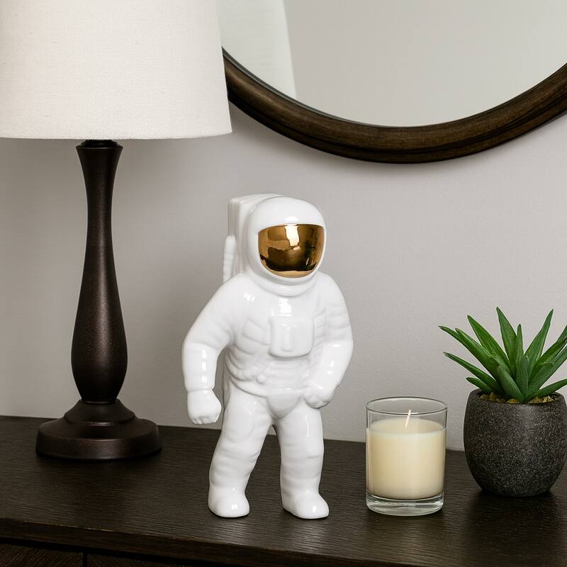 Modern Ceramic Astronaut Figurine Statue - 11"