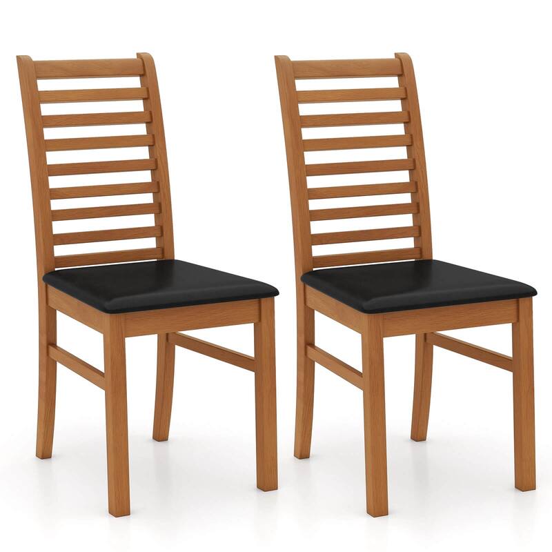 Costway Modern Dining Chair Set of 2/4 Kitchen Chair with Rubber Wood - See Details - Brown-2 PCS - Set of 2