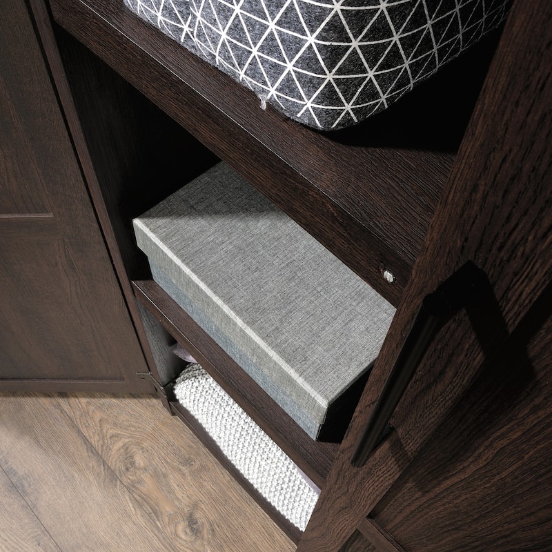 Wood Storage Cabinet with Fixed Shelves, Brown - 30.71"W x 17.21"D x 68.82"H