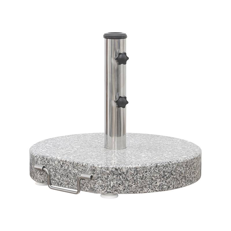 66LBS ROUND GRANITE UMBRELLA BASE with WHEELS and HANDLE in GRAY