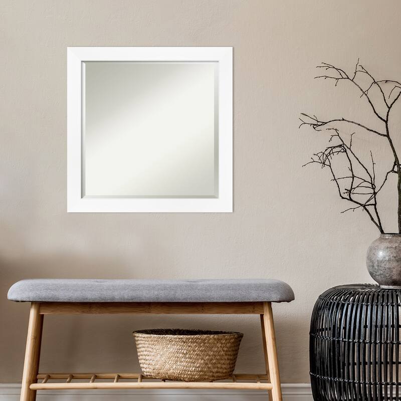 Beveled Wall Mirror - Cabinet White Narrow Frame - Cabinet White Narrow