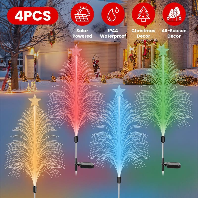4Pack 7 Color Changing Solar Christmas Tree Lights - Colorful