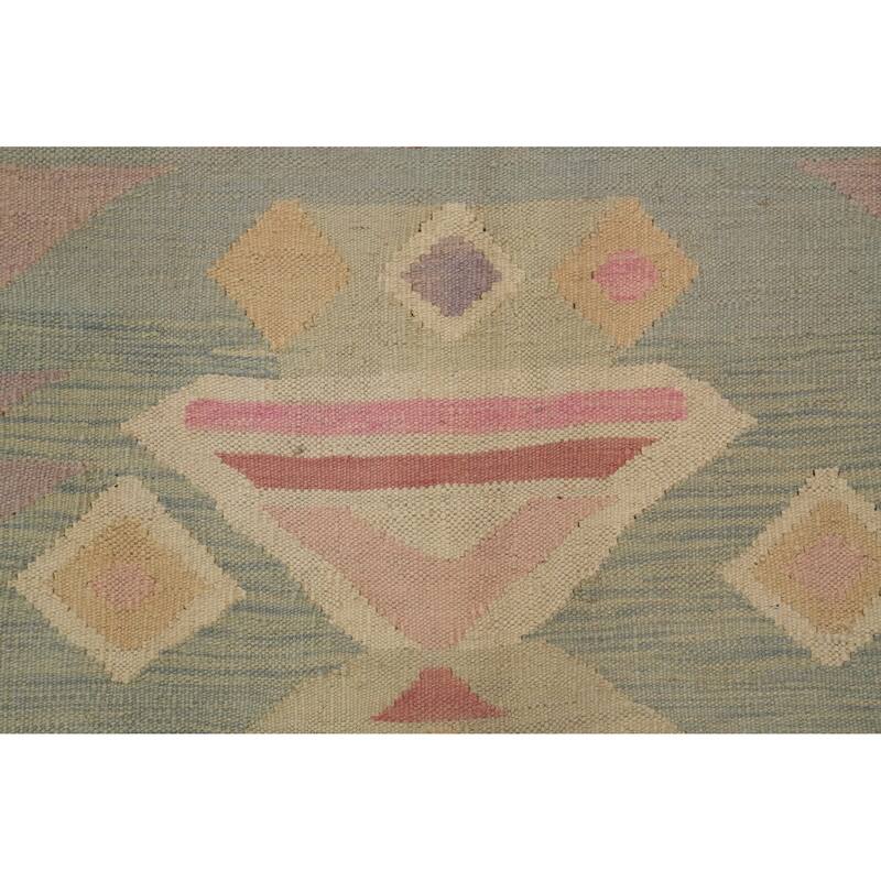 Hand Woven Oriental 100% Wool Carpet Southwestern Tribal Multi-Colored Kilim Area Rug - 6' 9'' X 5' 0''