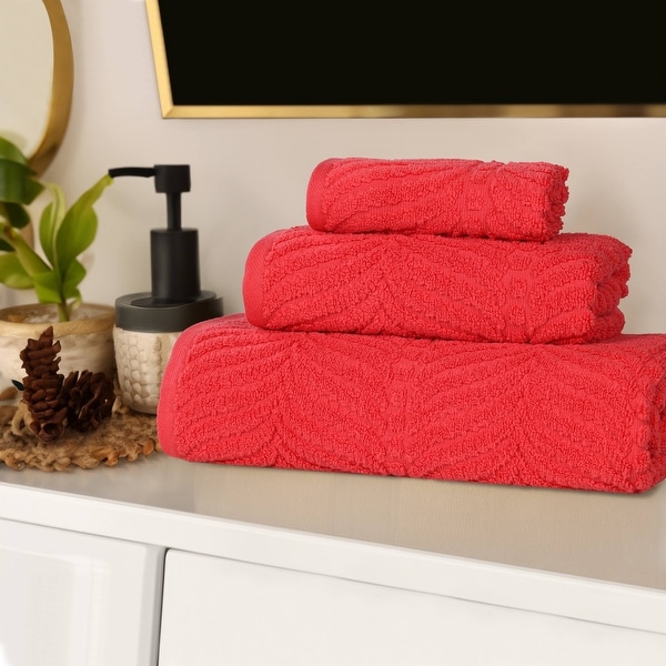 Superior Chevron Zero Twist Jacquard Cotton 3 Piece Bathroom Towel