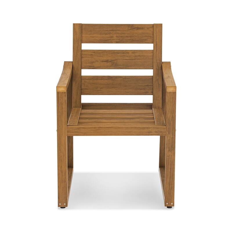 5-Piece HDPS Rectangular Patio Dining Set with Slatted Table Top and outdoor Armchairs - 23.6"D x 24.6"W x 34.6"H