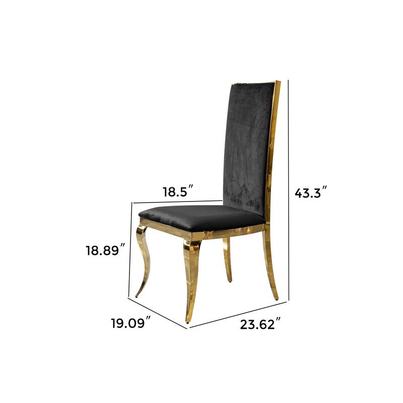 2 Piece Velvet Kitchen Dining Chairs with Upholstered, High Backrest, Stainless Steel Legs for Dining Room Kitchen Living Room
