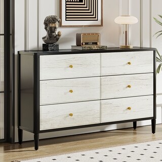 6-Drawer Dresser, 55-Inch Modern Chest of Drawers with Acrylic Top ...