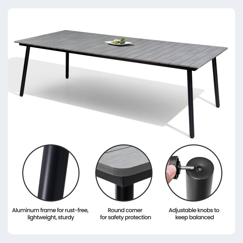 7/9-Piece Outdoor Patio Dining Set Adjustable Folding Chairs and Aluminum Dining Table