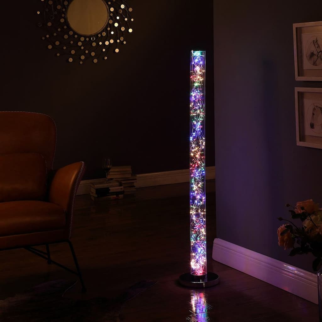 49-Inch Colorful LED Column Floor Lamp with Remote Control - Silver