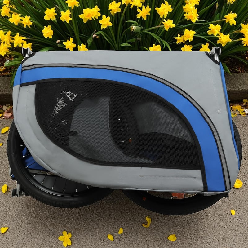Large Folding Dog Bike Trailer - 66LB Capacity Pet Bicycle Carrier with Steel Frame, All-Terrain Wheels & Rain Cover