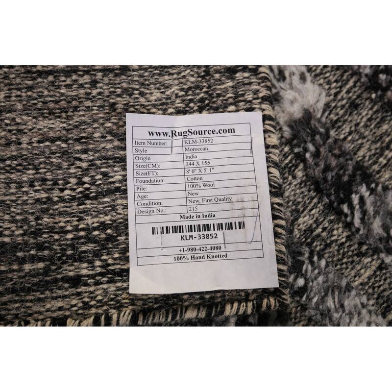 Abstract Moroccan Oriental Area Rug Handmade Wool Carpet - 5'1" x 8'0"