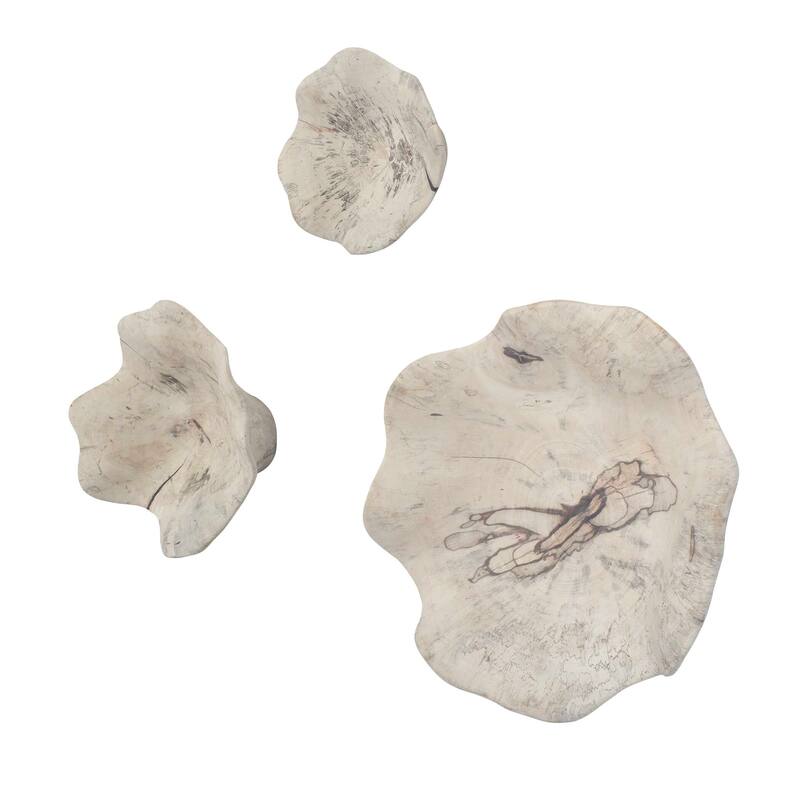Uttermost Teo Bleached Wood Wall Decor (Set of 3) - 15.75" W x 7.00" H x 15.75" D