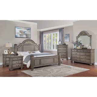 Furniture of America Vame Traditional Grey Wood 6-Piece Poster Bedroom Set