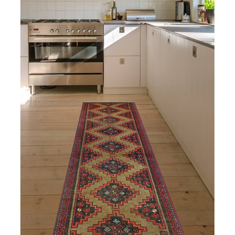 Fine Vintage Distressed Eyup Lt. Brown /Red Runner - 2'6" x 9'5"