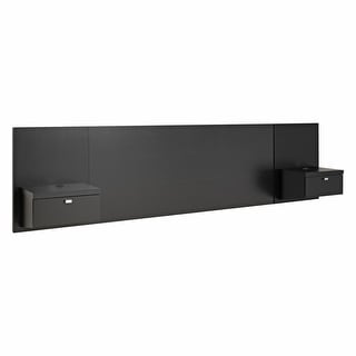 Queen/King size Modern Wall Mounted Floating Headboard with Nightstands in Black