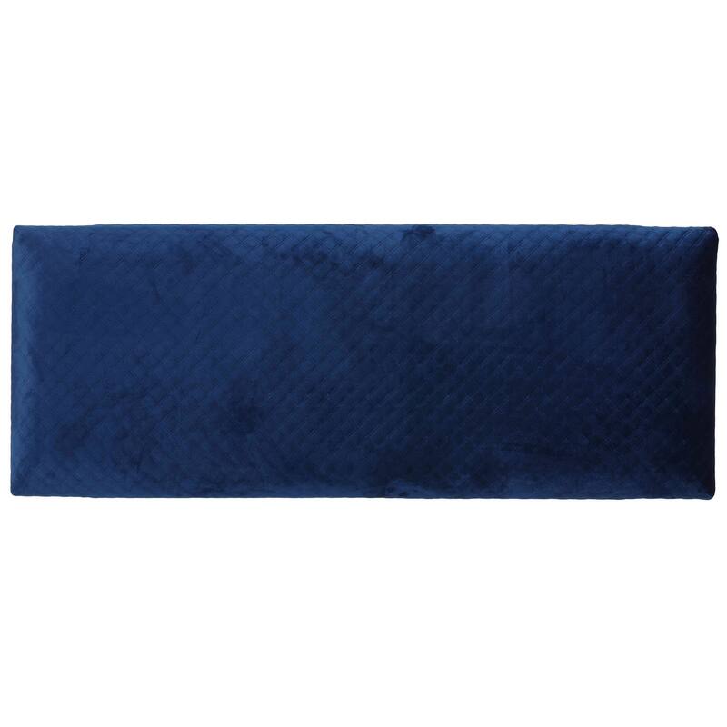 Cortesi Home Claymore Large Ottoman Bench with Painted Gold Legs, Blue Velvet