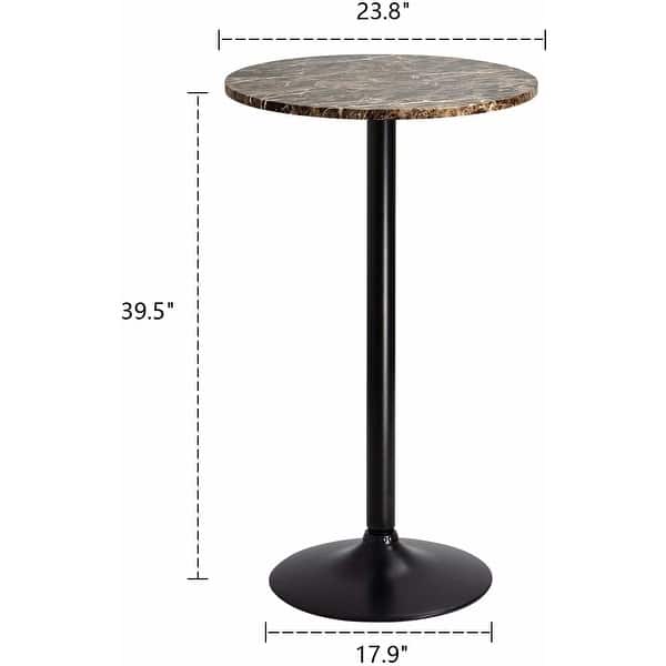 dimension image slide 3 of 2, Homall Bistro Pub Table Round Bar Height Cocktail Table Metal Base MDF Top Obsidian Table with Black Leg 23.8inch Top - N/A
