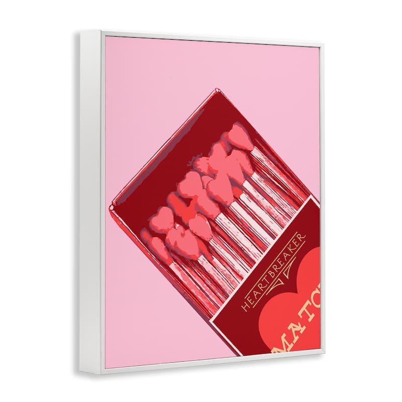 Stupell Pink Heart Shaped Matches Framed Giclee Art Design By Lil' Rue
