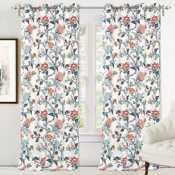 DriftAway Ada Floral Botanical Print Flower Leaf Lined Blackout