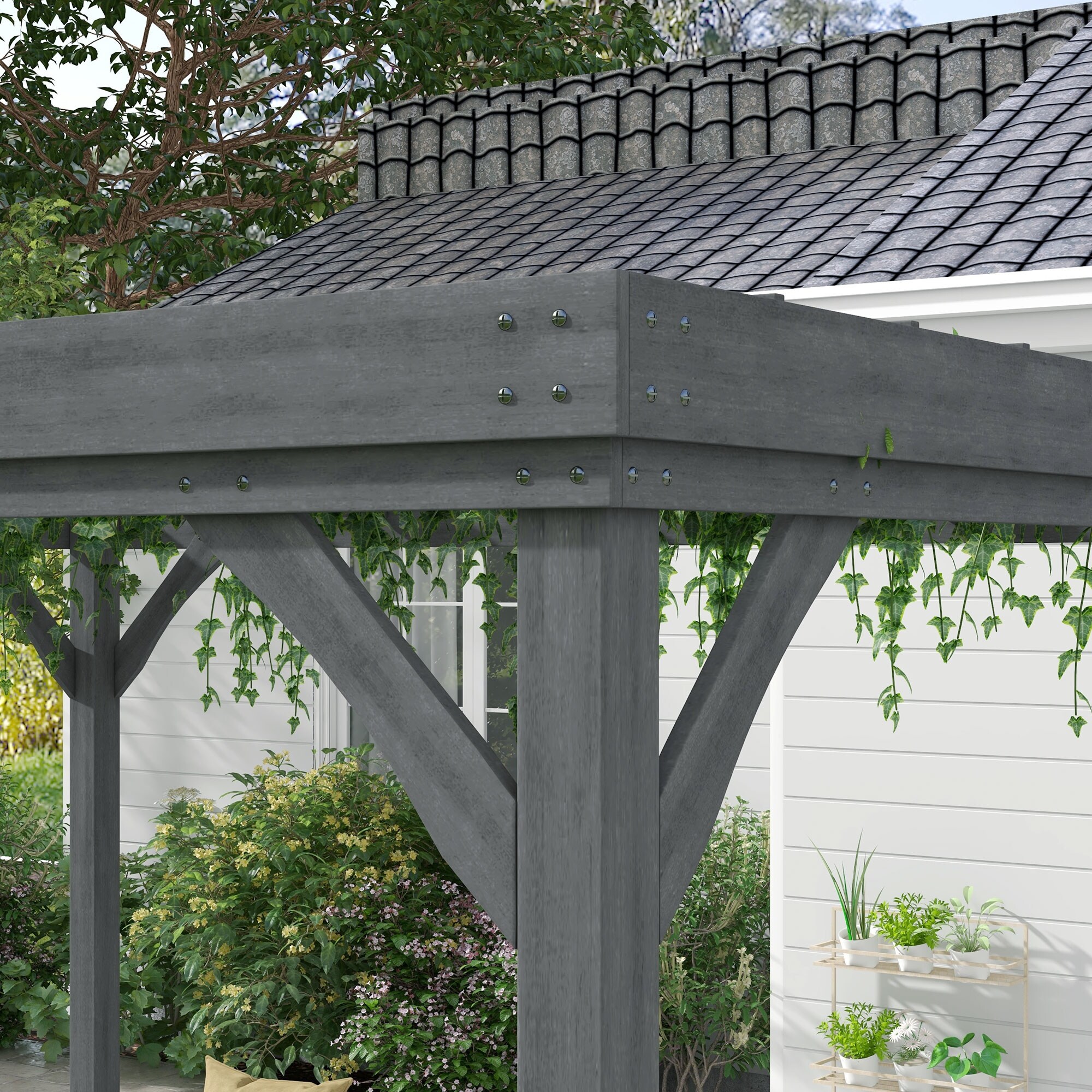 Outsunny 10' x 12' Outdoor Pergola, Wood Gazebo Grape