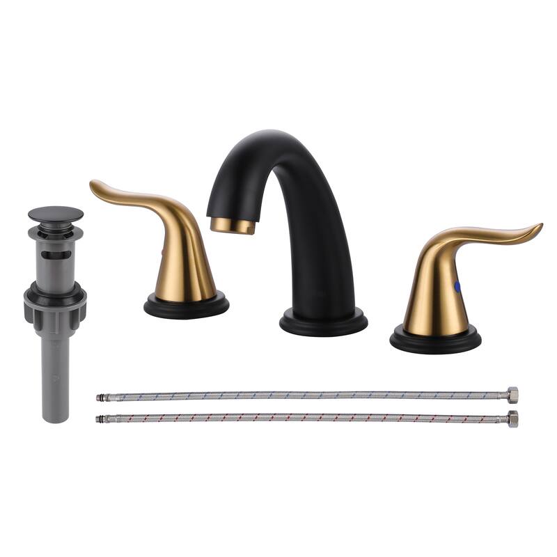 WOWOW Elegant Dual-Handle Bathroom Sink Faucet - Gold and Black