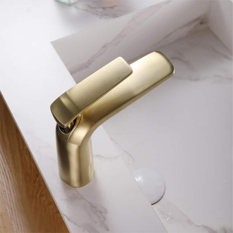 Luxury Gold Waterfall Bathroom Faucet Single Hole with Single Handle