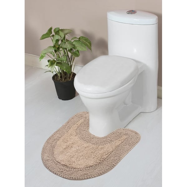 Double Ruffle Contour Rug, Cotton Soft, Water Absorbent Rug, Non Slip U Shape Contour Machine Washable 20"x20" Contour