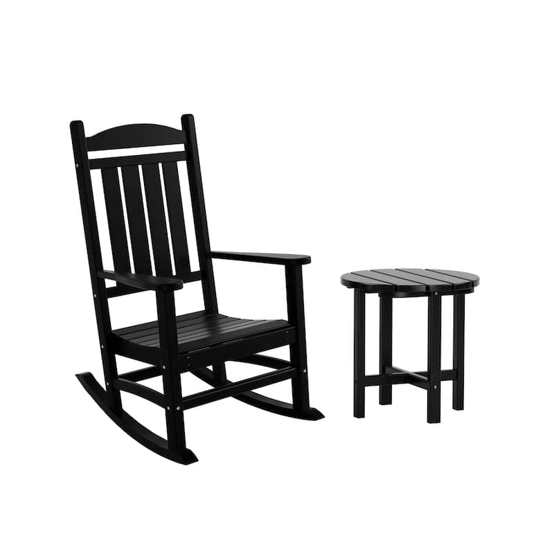 Laguna Hdpe All Weather Outdoor Patio Rocking Chair With Side Table (2-Piece Set)
