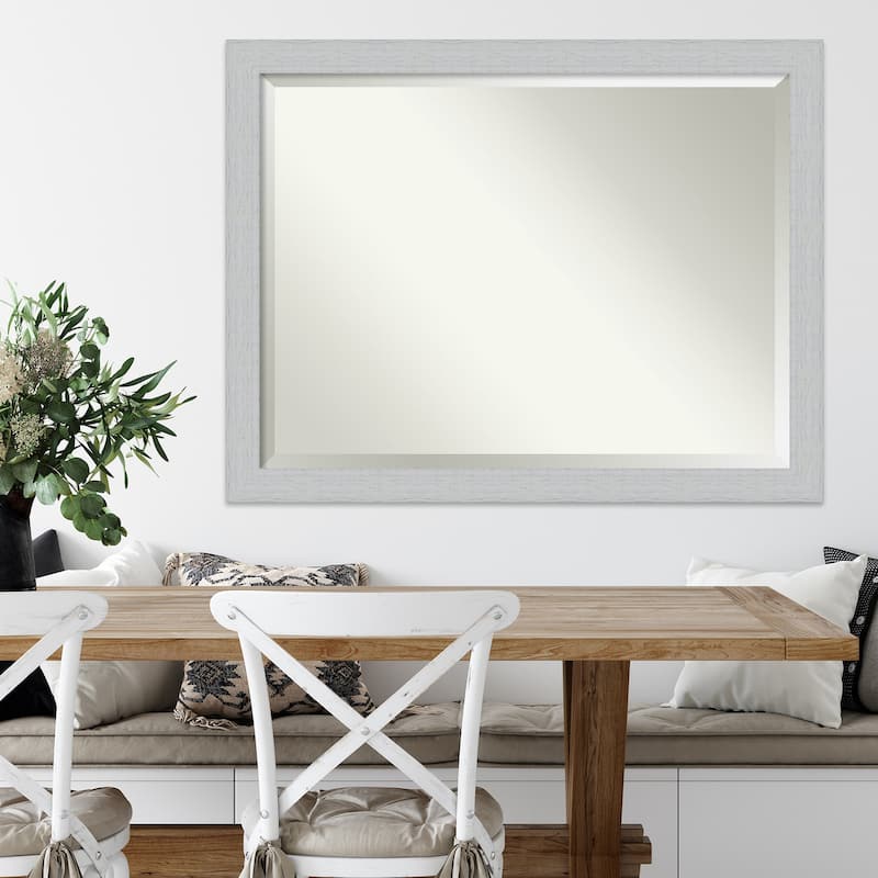 Beveled Wood Wall Mirror - Shiplap White Frame