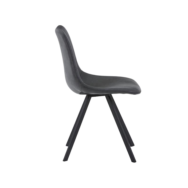 Markley Modern Ergonomic Leather Dining Chair with Black Steel Legs, Scratch-Resistant & Comfortable Kitchen Chair