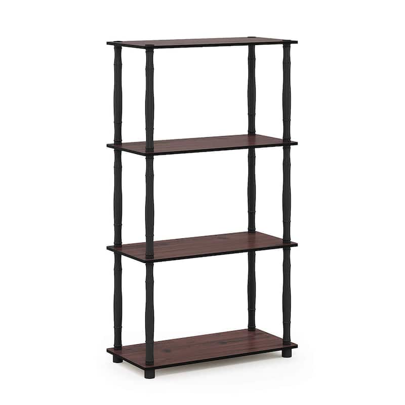 4 Tiers Wood Household Shelving Unit in Dark Cherry/Black (23.6 in. W x 43.25 in. H x 11.6 in. D) - 23.6